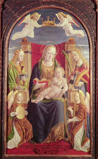 Madonna en Kind met Engel Muzikanten, ca. 1490-1500 door Lombard School